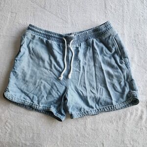 C&A‎ Light Wash Denim Shorts Womens XL Soft Cotton Lyocell Pull On Drawstring